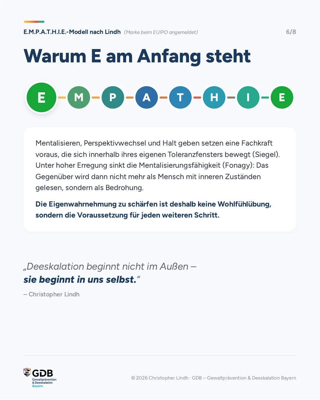 Warum E am Anfang des E.M.P.A.T.H.I.E.-Modells steht